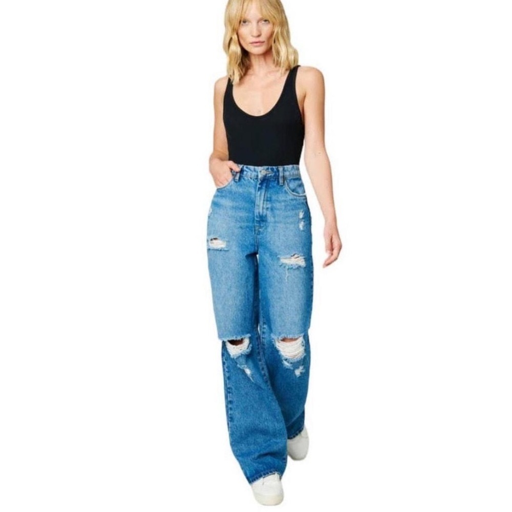 NWT BLANK NYC Ribcage wide leg distressed jeans size 27
